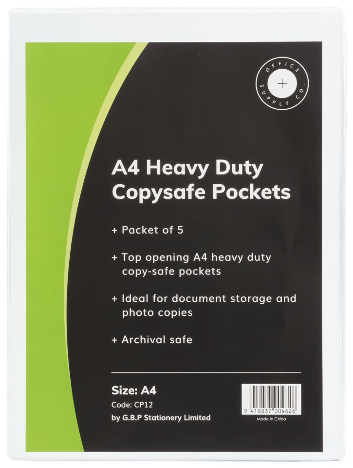 OSC Copysafe Sheet Protector Pockets Heavy Duty Unpunched A4 Pack 5