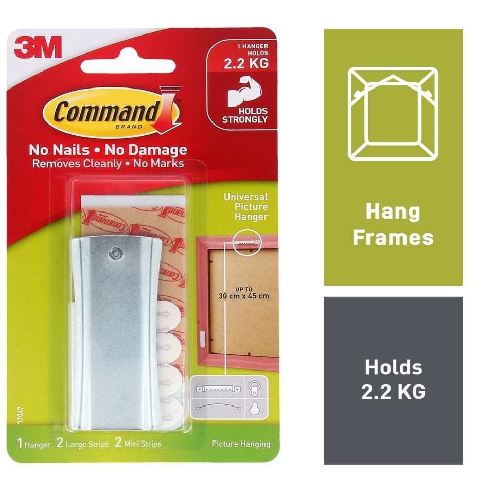 3M Command Picture Hanger Sawtooth Sticky Nail Metal Pack 1
