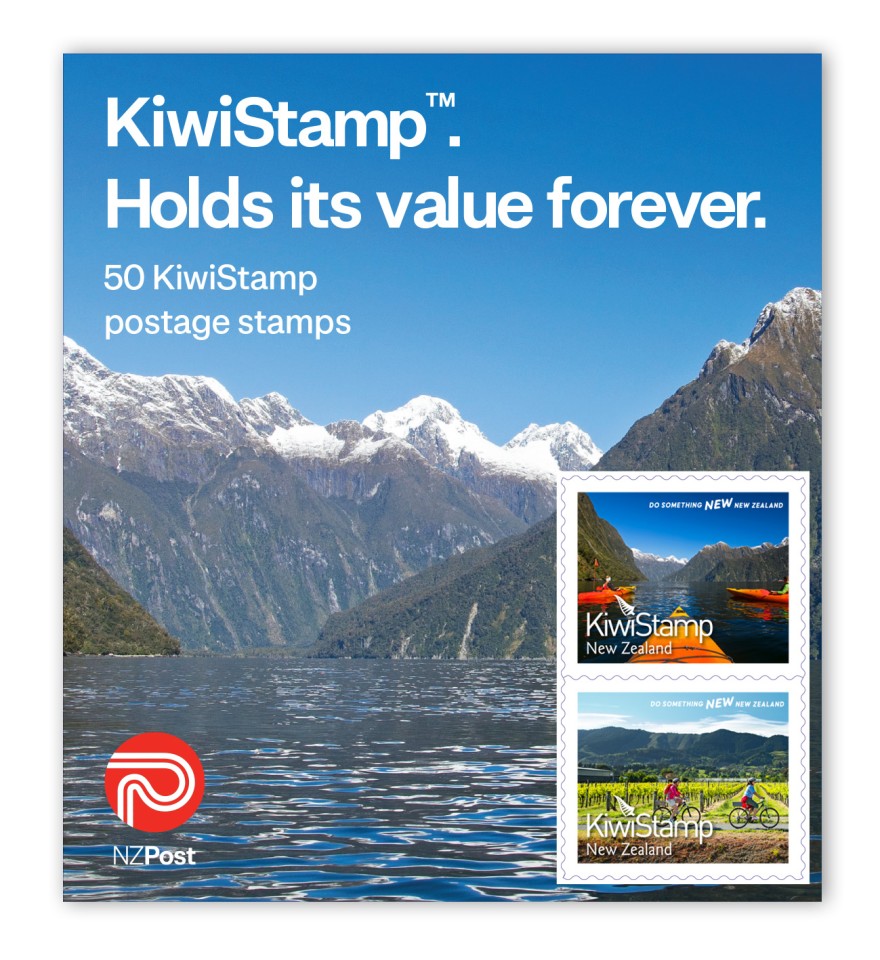 NZ Post KiwiStamp Postage Stamps Self Adhesive Booklet 50