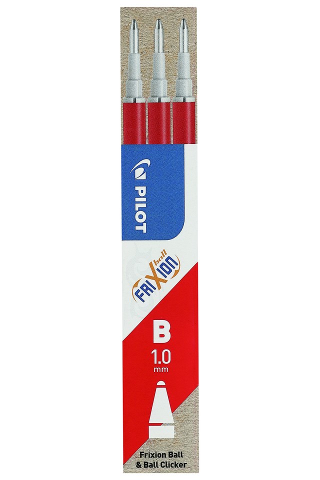 Pilot Frixion Clicker Ballpoint Pen Refill Broad 1.0mm Red Pack 3