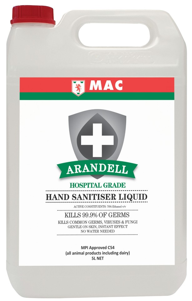 MAC Arandell Premium NZ Made Hand Sanitiser Liquid 5L