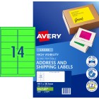 Avery Fluoro Green High Vis Shipping Labels Laser Print 99.1 x 38.1mm 350 Labels (35937 / L7163FG) image