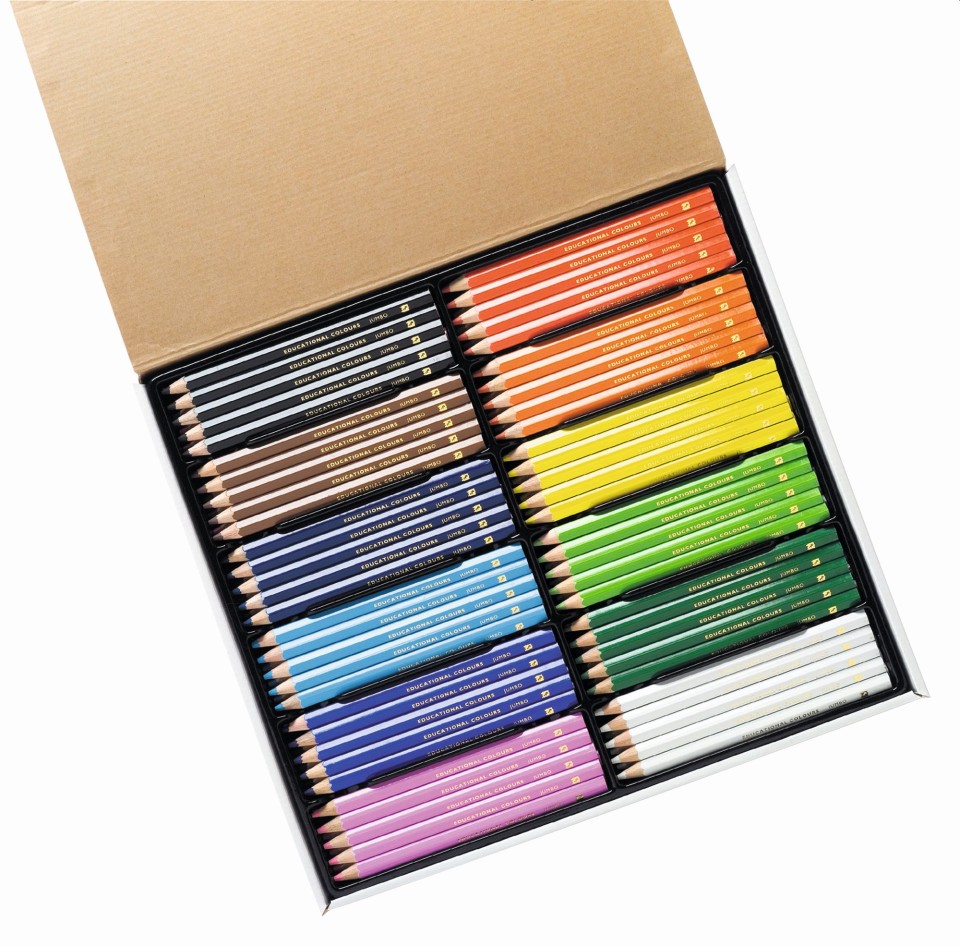 EC Triangular Pencils Washable with Sharpener Assorted Colours Pack 120