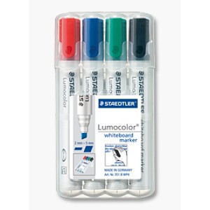 Staedtler 351 Lumocolor Whiteboard Marker Chisel Tip 2.0-5.0mm Assorted Colours Set 4