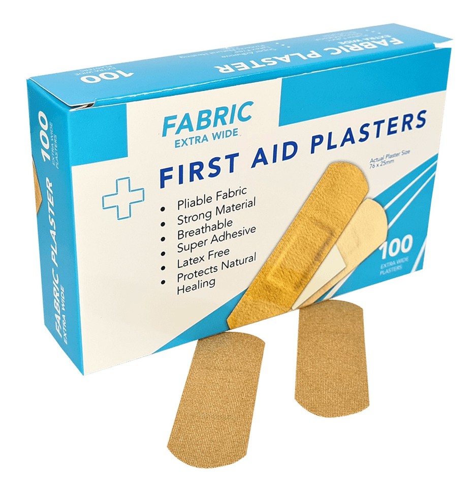 DTS Medical First Aid Plasters Fabric Extra Wide 76x25mm Skin Colour Box 100