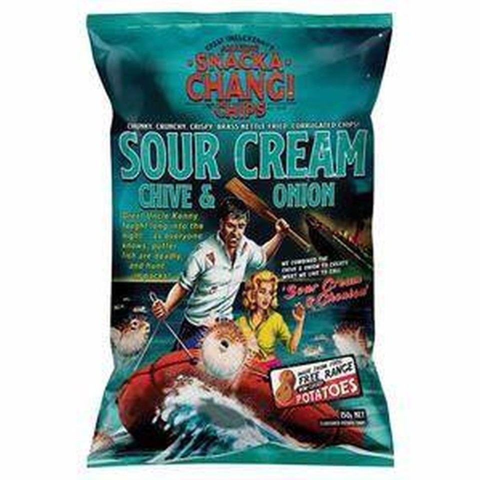 Snackachangi Kettle Chips Sour Cream Chives & Onions 150g