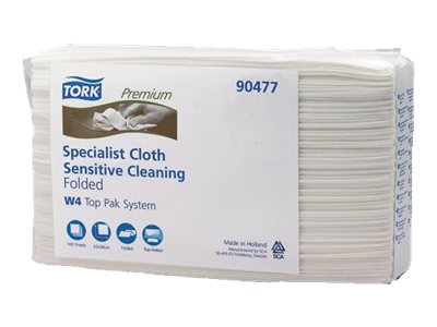 Tork W4 Folded Long Lasting Cleaning Cloth 1 Ply White 100 Sheets 90477 5 Packs