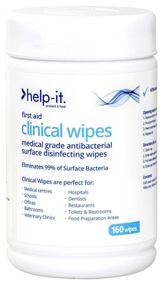 Help-it Clinical Wipes Tub Of 160