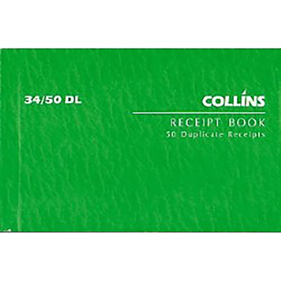 Collins Cash Receipt 34/50DL Duplicate Carbon Required
