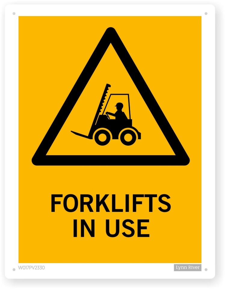 Hazard Sign Forklifts In Use 300x450mm