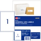 Avery General Use Labels 938203/L7167GU 199.6x289.1mm 1 Per Sheet White Pack 100 Labels image