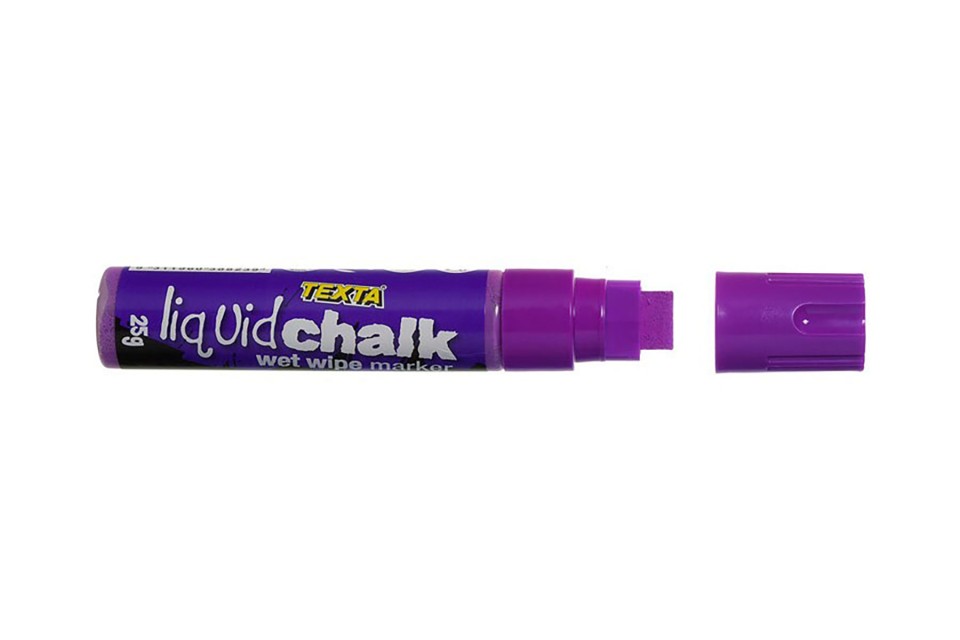 Texta Liquid Chalk Marker Wet Wipe Jumbo Chisel Tip 15mm Purple