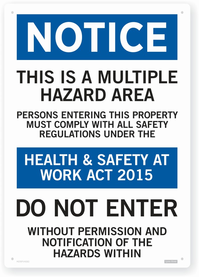 Sign - Notice This Is A Multiple Hazard Area 400 X 600 Each