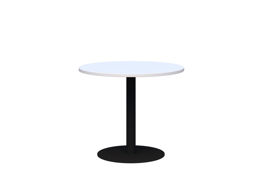 Classic Round Meeting Table 900 Dia x 745H x 25mm Snowdrift Top With Black Frame