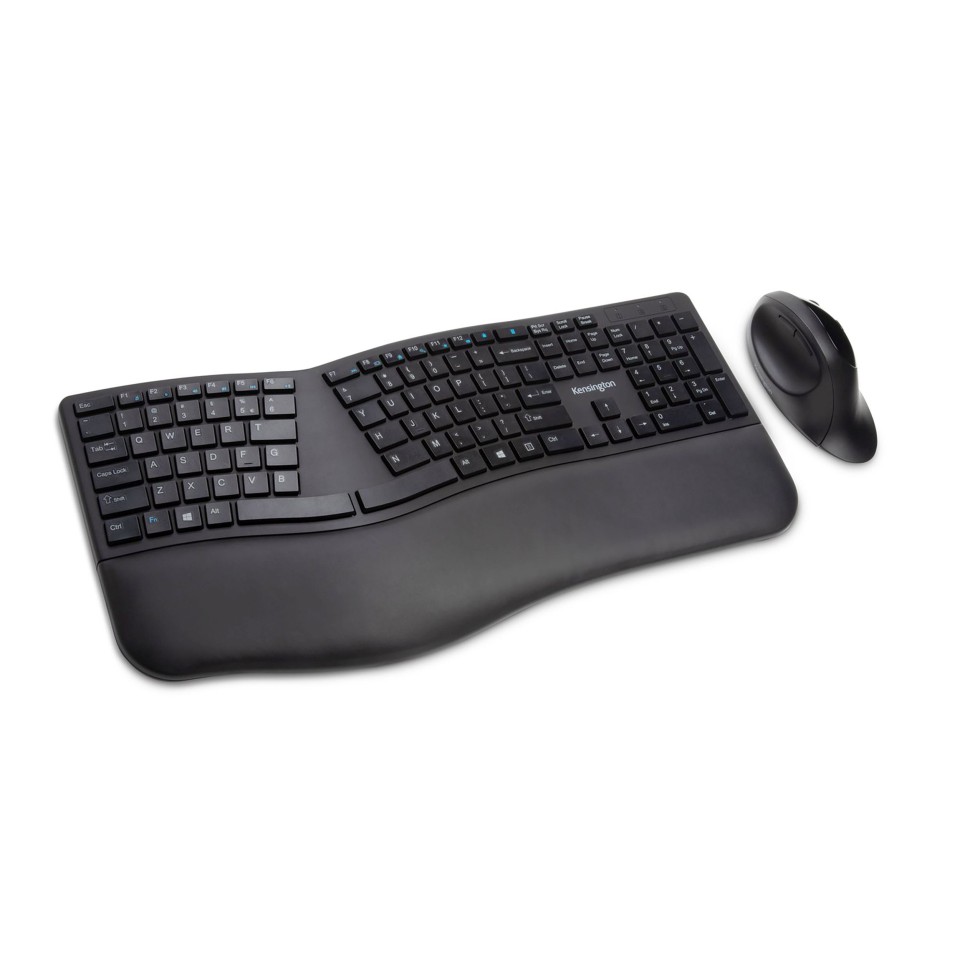 Kensington Keyboard Mouse Combo Ergonomic Dual Wireless Black