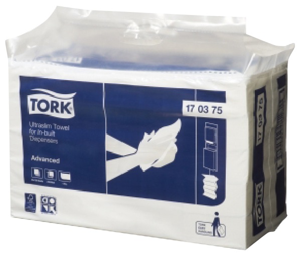 Tork Advanced Ultraslim Hand Towel for InBuilt Dispenser White 150 Sheet Pack 170375 Carton 20