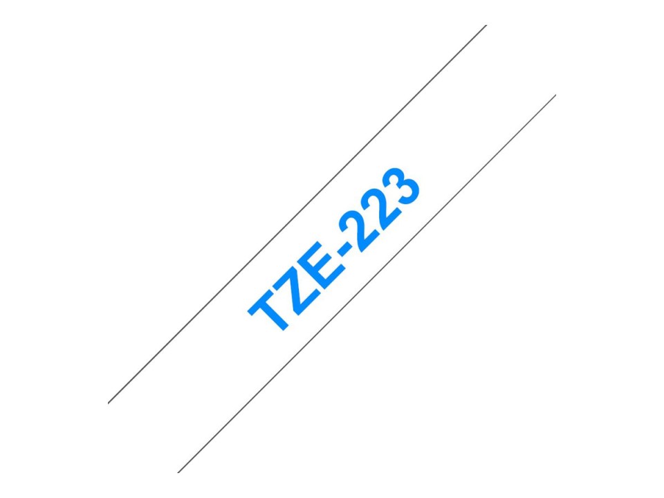 Brother TZe-223 P-Touch Laminated Labelling Tape Blue On White 9mmx8m