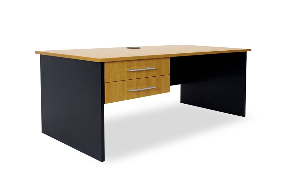 Delta Straight Desk With Drawers 1200Wx600D Beech Top / Charcoal Frame
