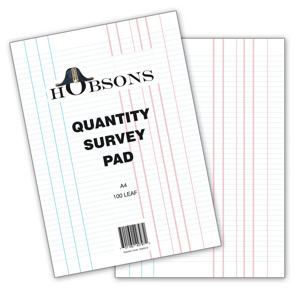 Hobson Quantity Surveyor Pad Red and Blue Ink A4 100 Leaf 70gsm