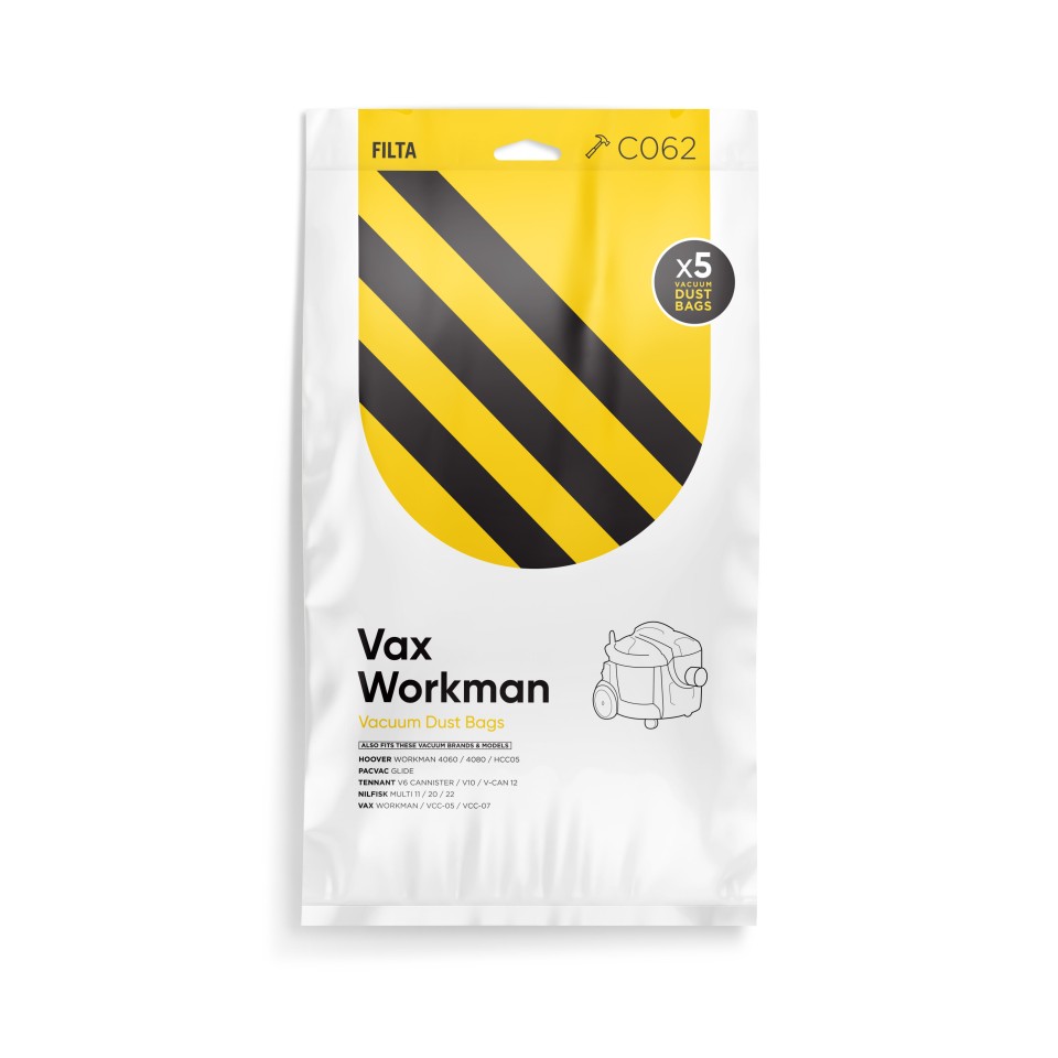 Filta Vax Workman & Pacvac Glide Microfibre Vacuum Bag Pack of 5 18021