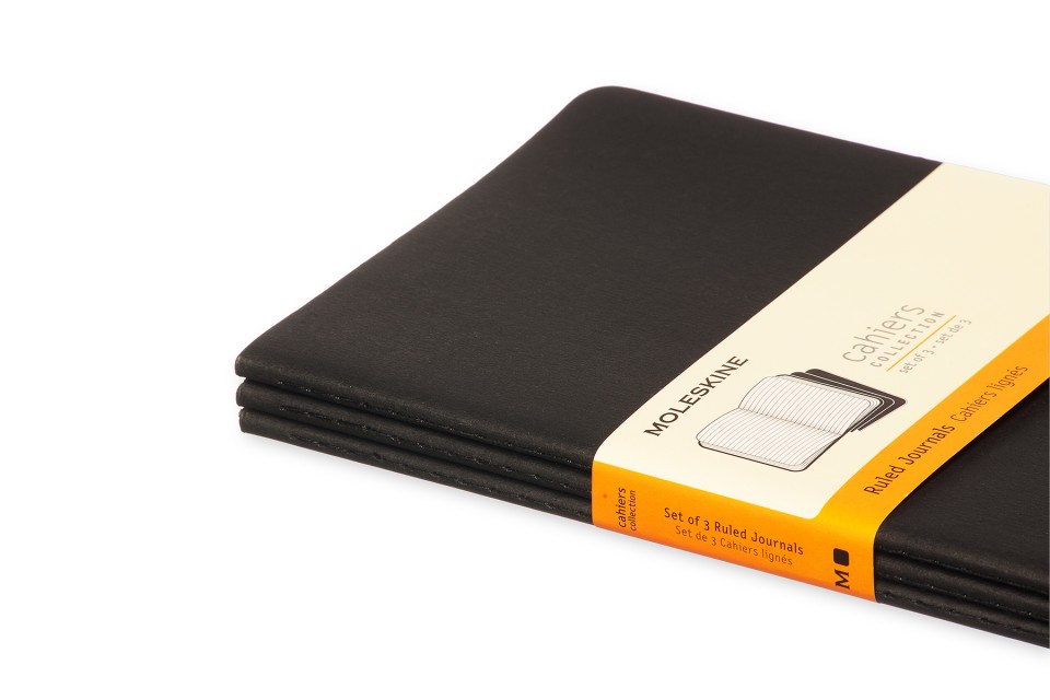 Moleskine Cahiers Collection Notebook Ruled Large 80 Pages Black Set 3