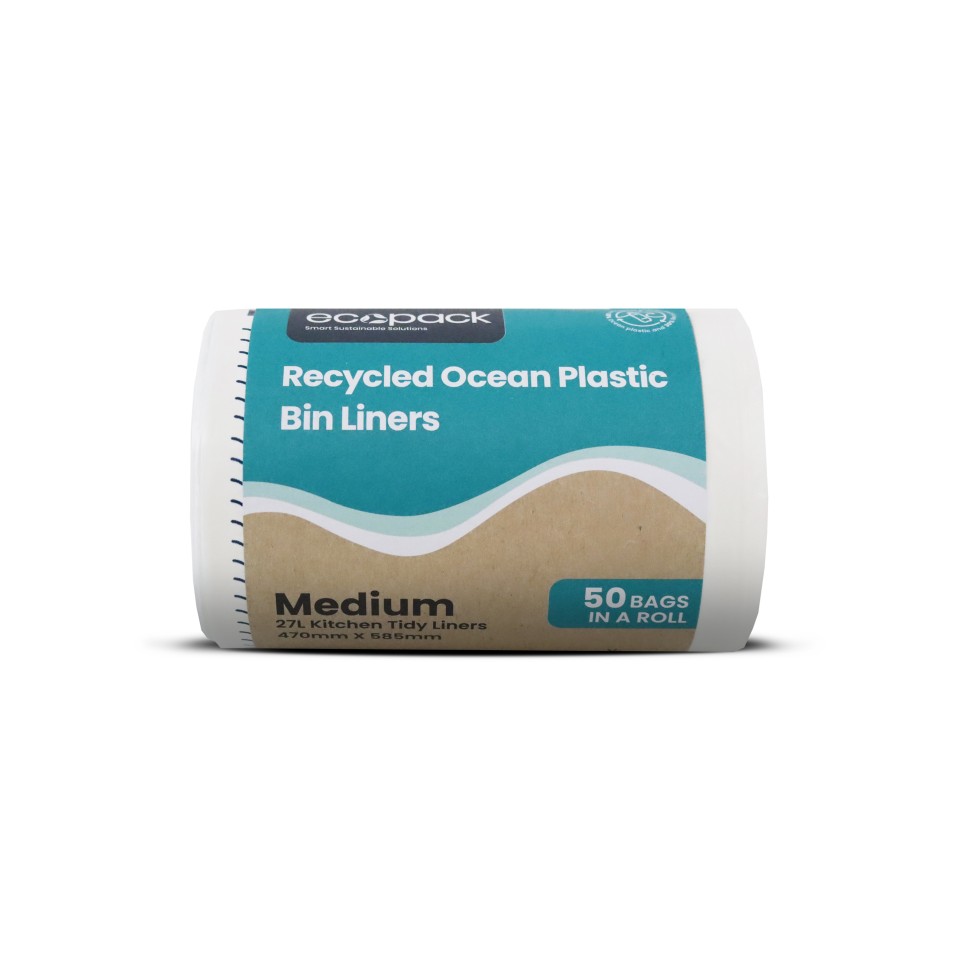 Ecopack 27L M Ocean-Bound Recycled Plastic Bin Liners 470 X 585 (White) X 50bags