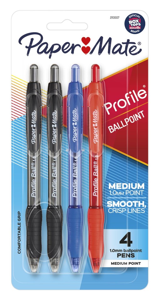 Papermate Profile Ballpoint Pen 1.0mm Assorted Pack 4