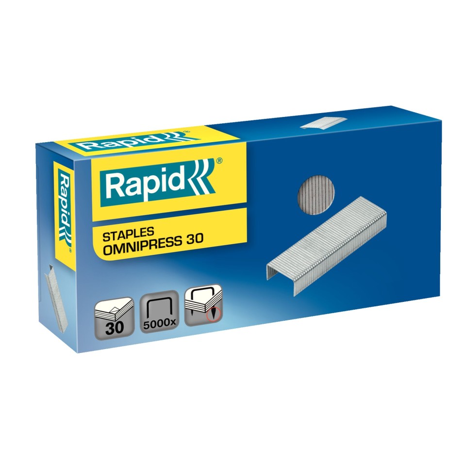 Rapid Omnipress Staples No. 30/6 30 Sheet Box 5000