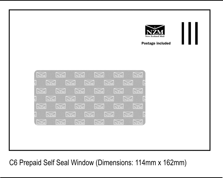 NZM Prepaid Window Envelope Self Seal 114 x 162mm White Box 500