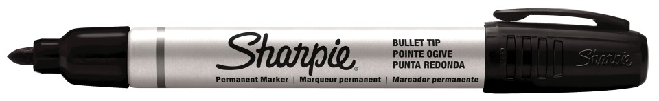 Sharpie Permanent Marker Bullet Tip Metal Barrel 1.5mm Black Box 12