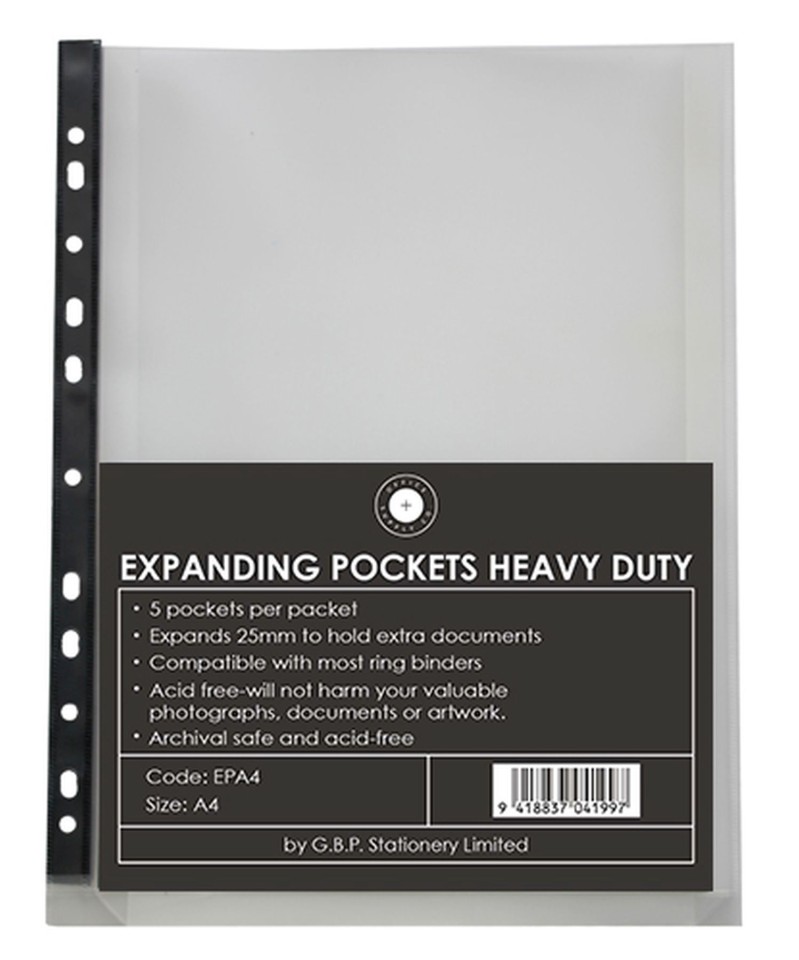 OSC Copysafe Sheet Protector Pockets Heavy Duty Expanding A4 Pack 5