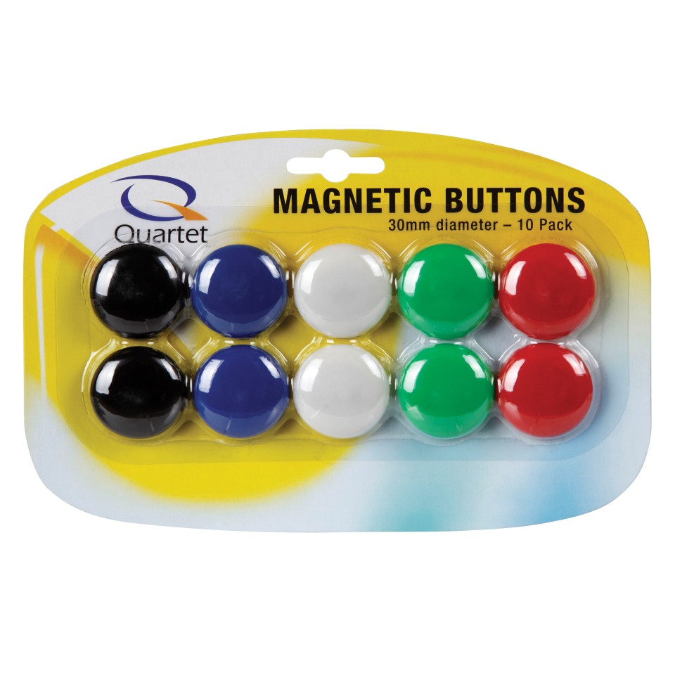 Quartet Magnetic Buttons 30mm Assorted Colours Pack 10