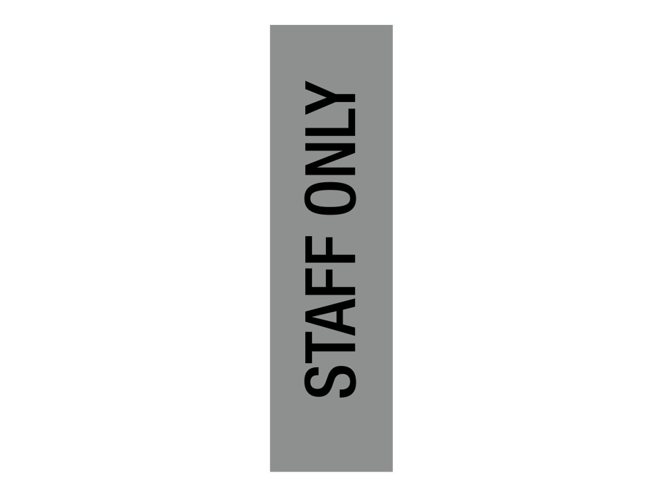 Apli Self-Adhesive Sign Staff only' PVC Sheet Silver & Black