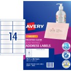 Avery Frosted Clear Address Labels Inkjet Printers, 99.1 x 38.1 mm, 350 Labels (936005 / J8563) image