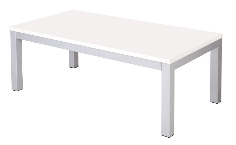 Cubit Coffee Table 1200Wx600Dmm White Top / Silver Frame
