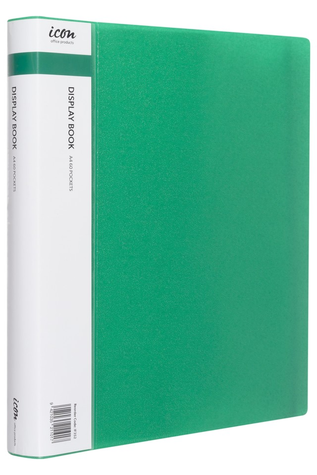 Icon Display Book A4 With Insert Spine 60 Pocket Green Each