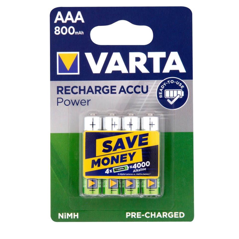 Varta Recharge AAA Battery NiMH Pack 4