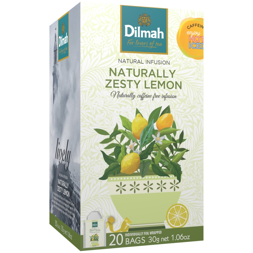 Dilmah Naturally Zesty Lemon Enveloped Tea Bags Pack 20