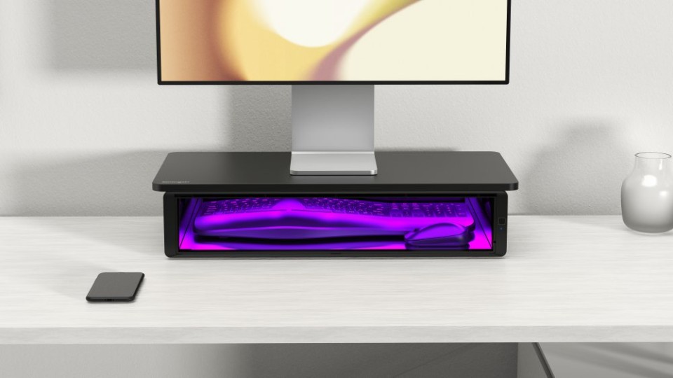 Kensington UVStand Monitor Stand With UV Sanitisation Compartment