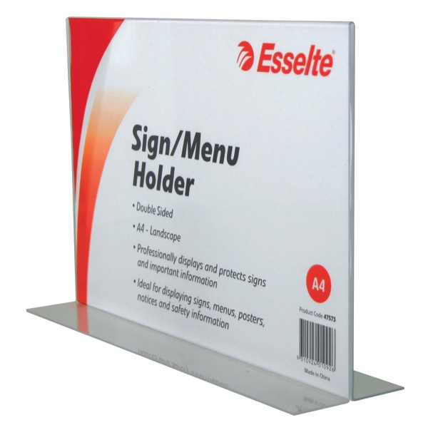 Esselte Sign/Menu Holder Double Sided A4 Clear
