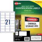 Avery Labels Heavy Duty Laser Printer 959064/L7060 63.5x38.1mm 21 Per Sheet White Pack 525 Labels image