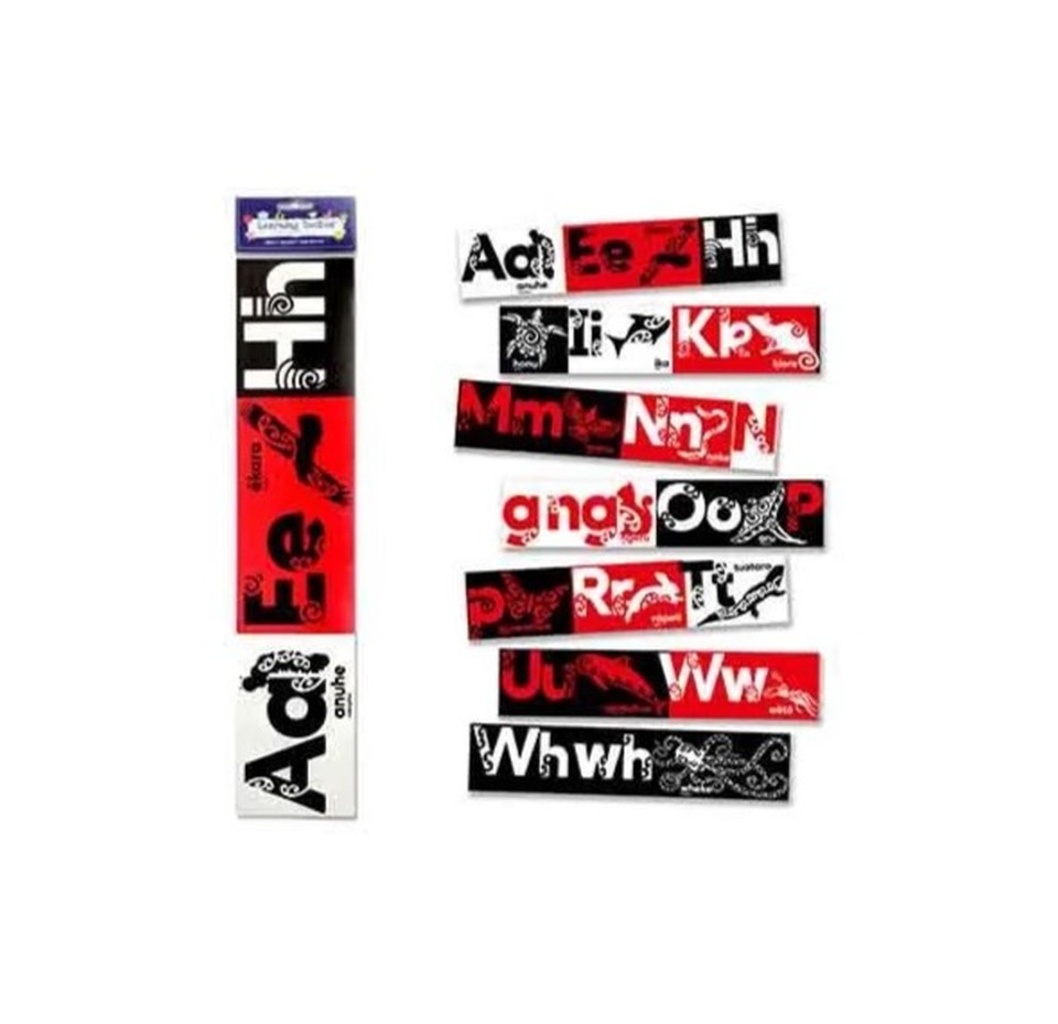 Learning Toolbox Wall Border NZ Maori Alphabet Black Red White Pack 7