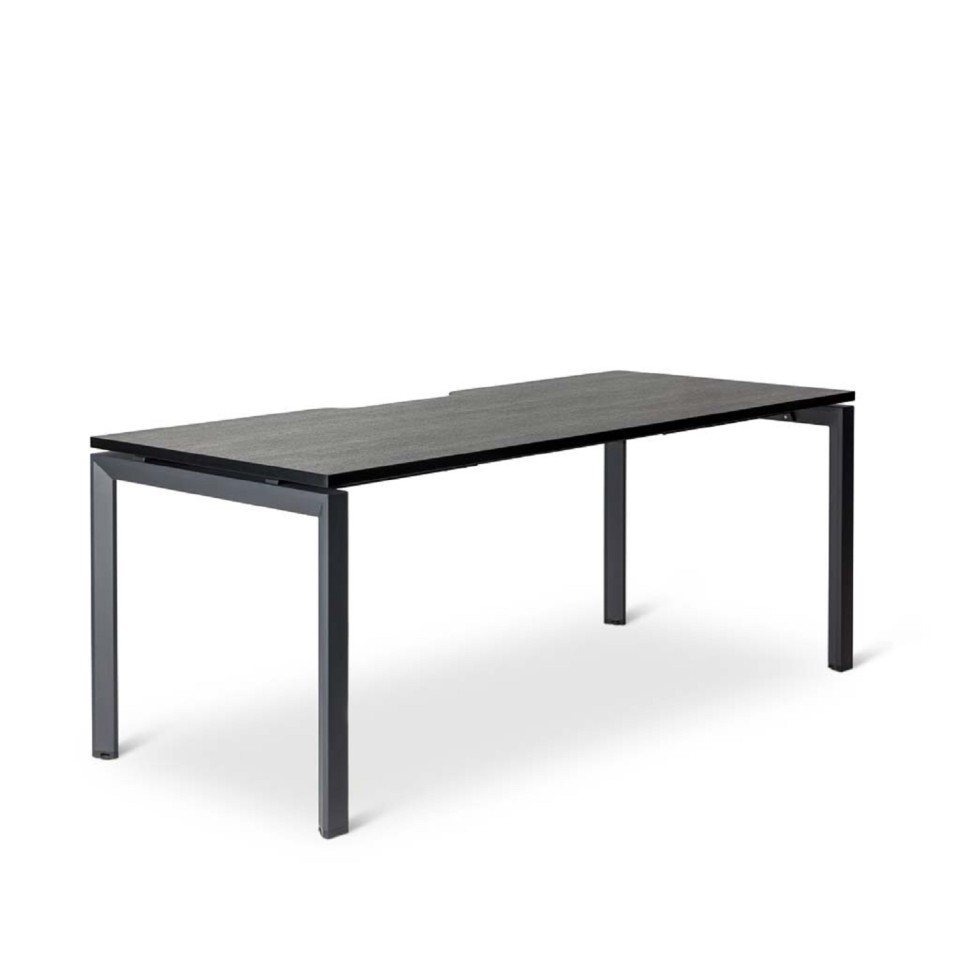 Novah Straight Desk 1500Wx700D Black Woodgrain Top / Black Frame