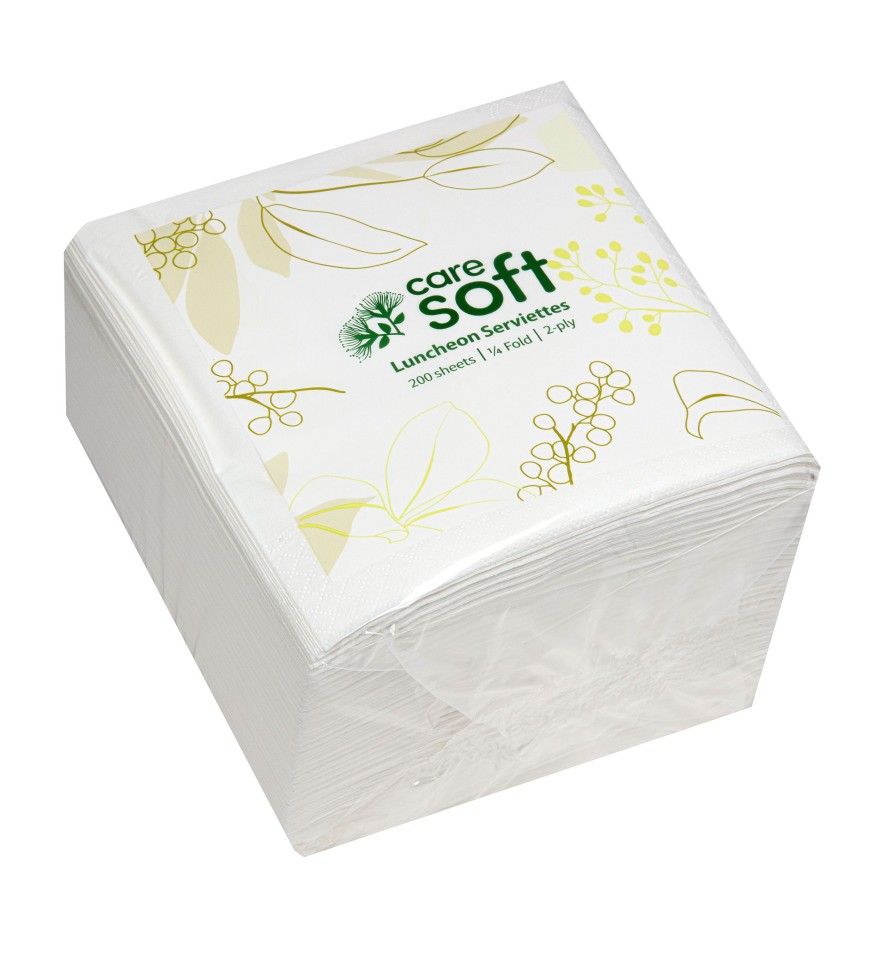 Care Soft 2 Ply 1/4 Fold Luncheon Napkin White Pack 200 Carton 10