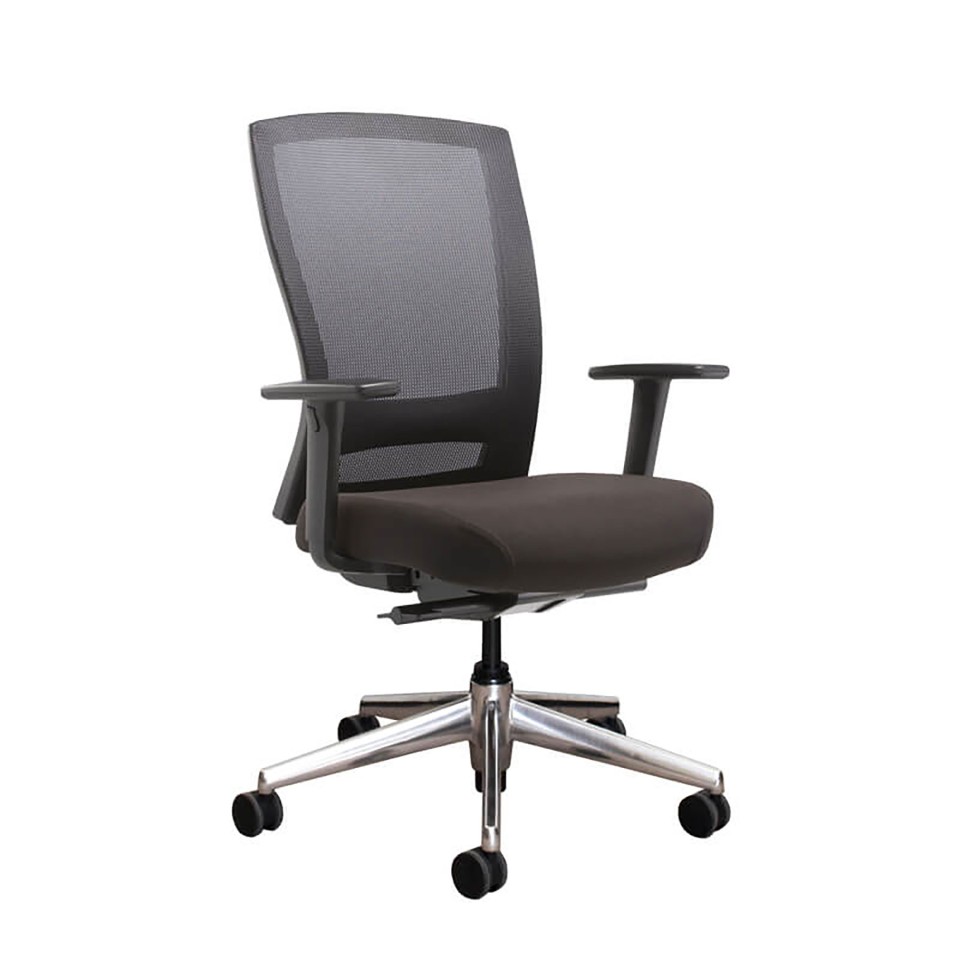 Buro Mentor Chair Polished Base with Arms Black