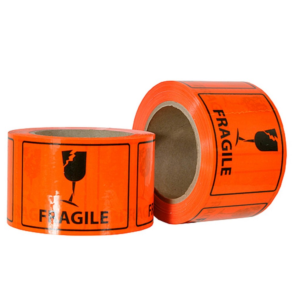 Rip Stick Label Fragile 72x100mm Orange Roll 660