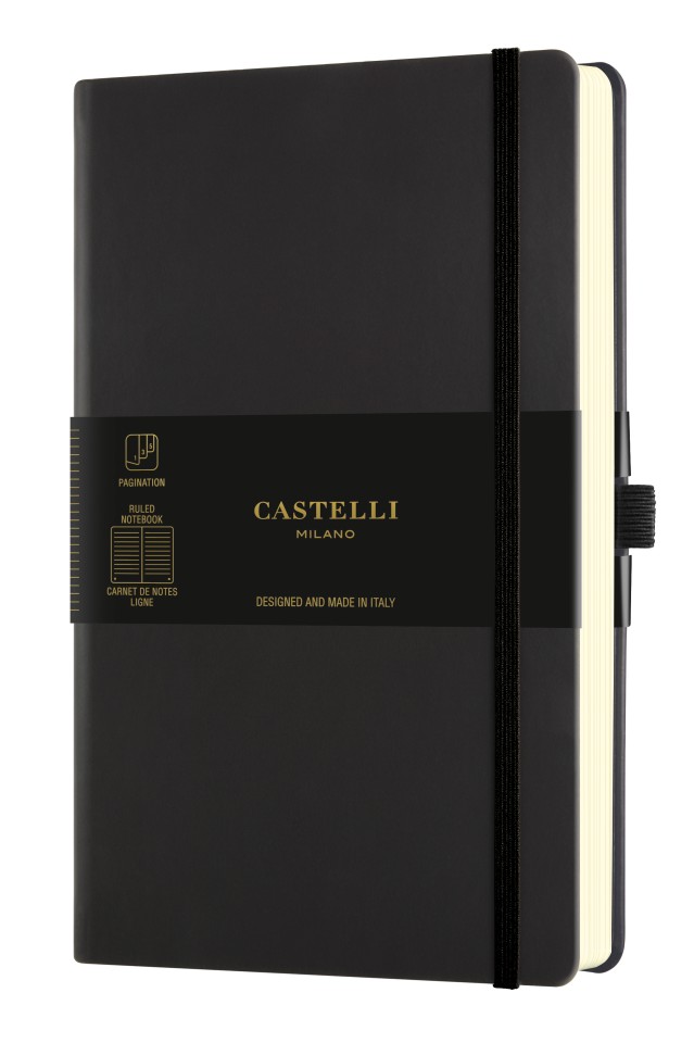 Castelli Notebook Ruled A5 Aqua Black Sepia 240 Pages