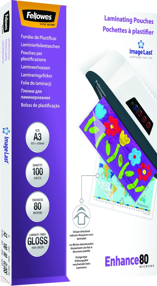 Fellowes Laminating Pouches A3 80 Micron Pack 100