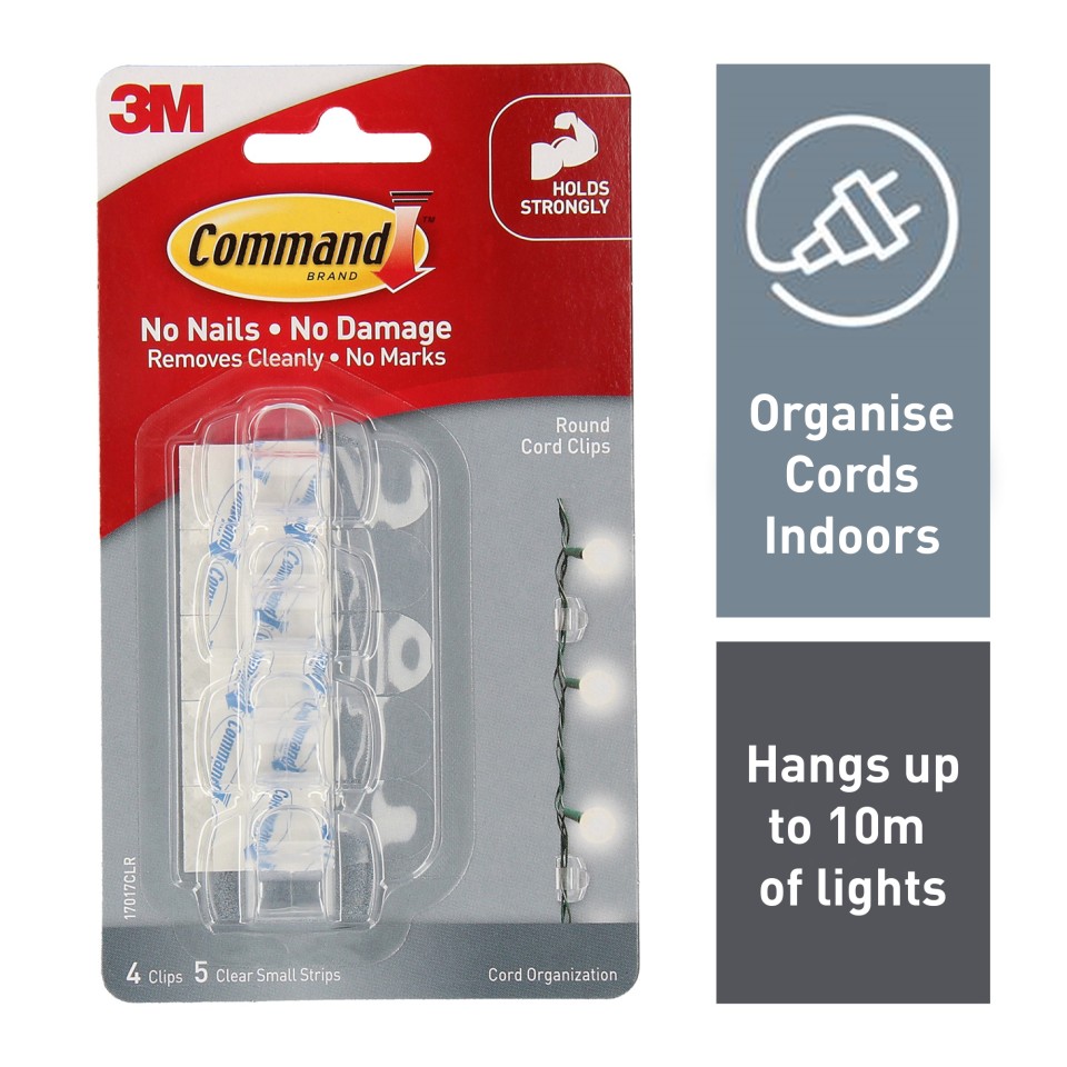 3M Command Round Cord Clips Pack 4