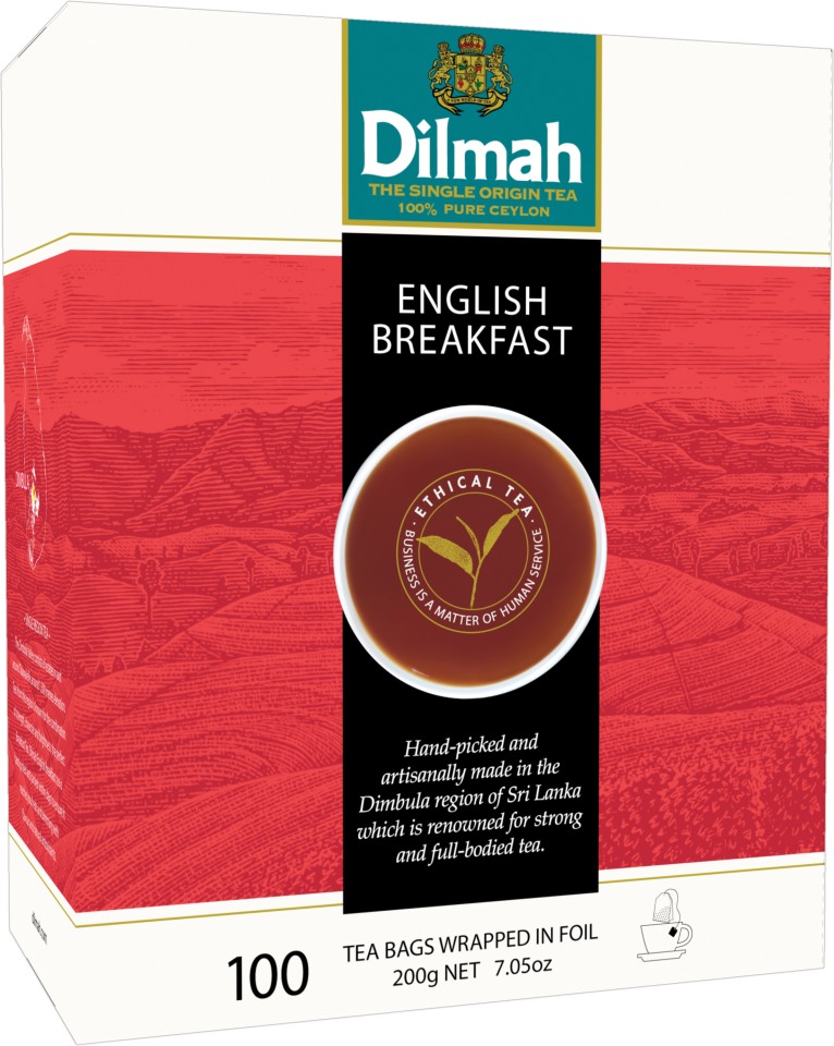 Dilmah Speciality English Breakfast Foil Enveloped Tagged Tea Bags 100s